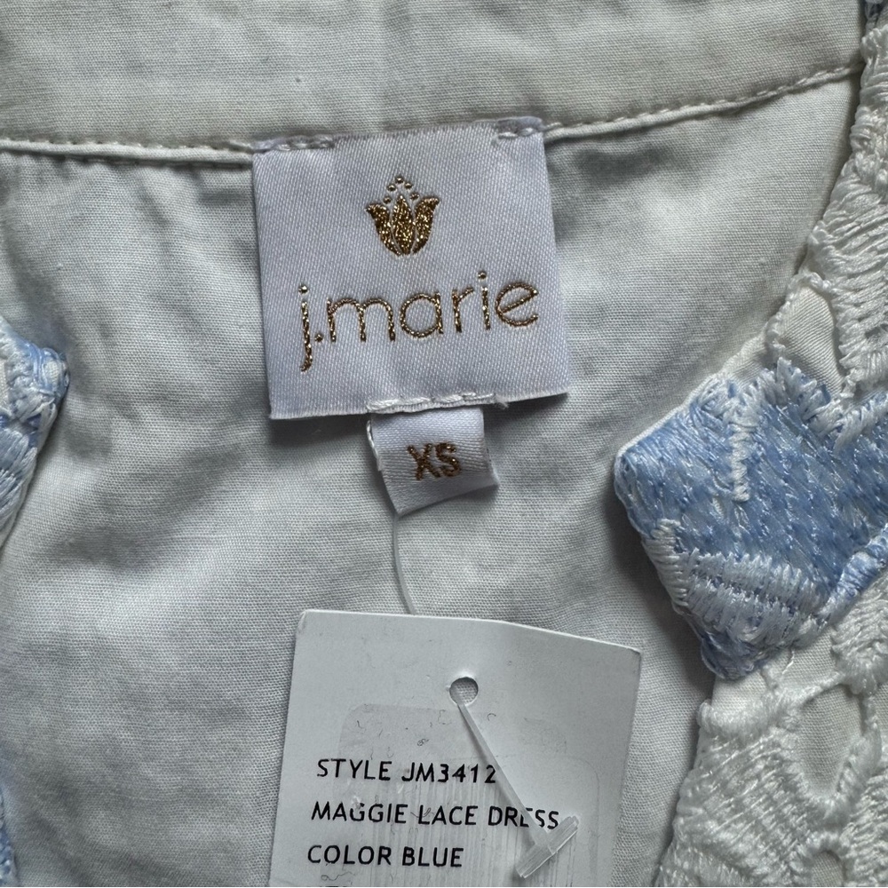 NWT J.Marie Maggie Floral Lace Shift Dress Sz XS Blue White - Picture 12 of 13
